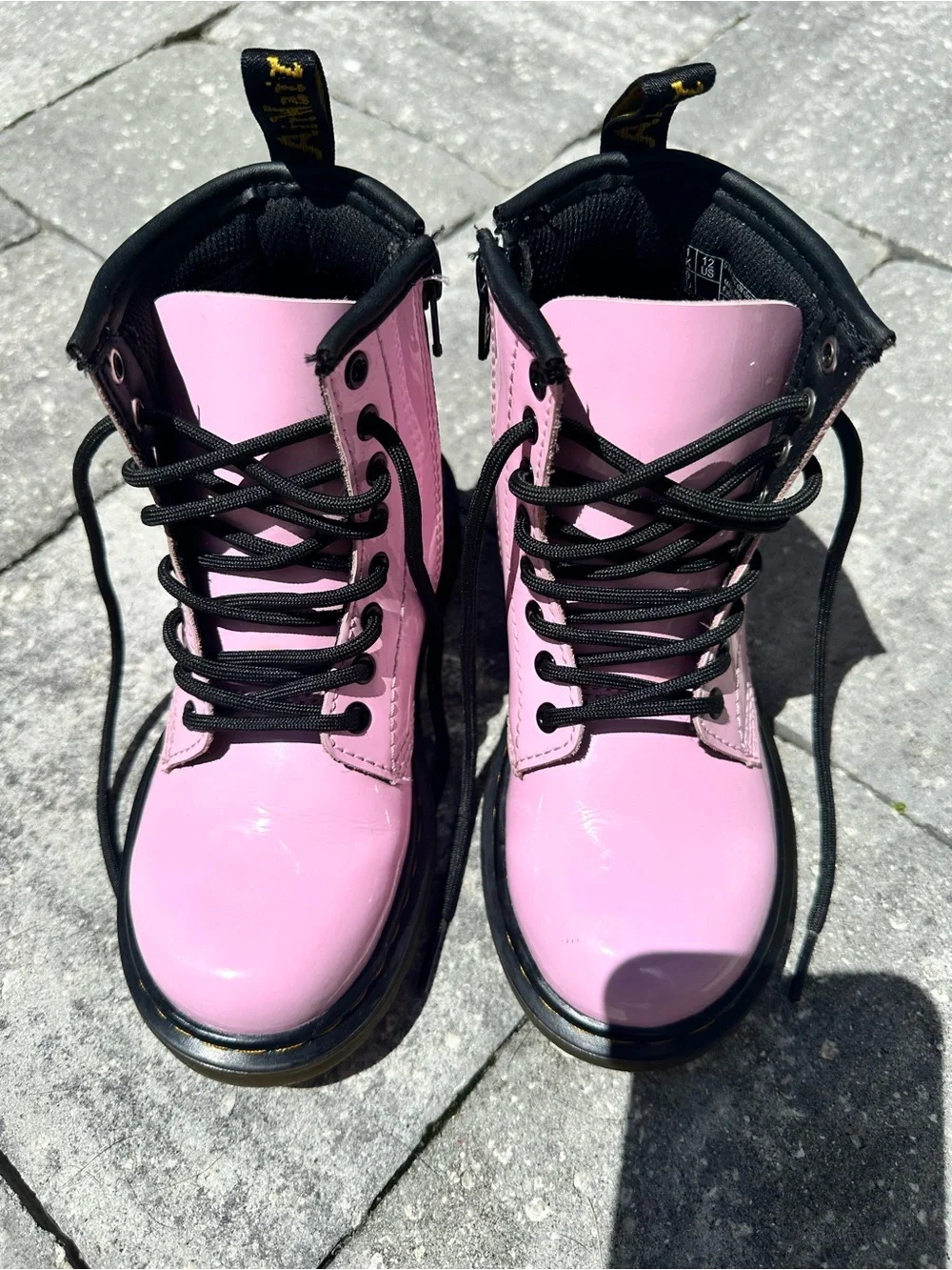 Dr. Martens Pink Patent Lace-Up Combat Boots